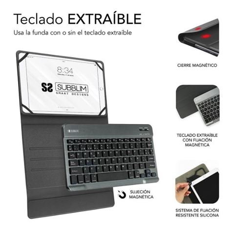 FUNDA CON TECLADO BLUETOOTH EXTRAIBE 10.1-10.8" SUBBLIM - Imagen 2