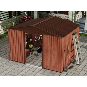 CASETA DE METAL | PUERTAS CORREDERAS 304.5X243X214.5 (7.4M2) EFECTO MADERA