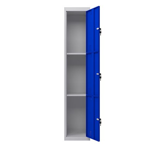 TAQUILLA METÁLICA 3 PUERTAS 1800X300X500MM AZUL CROMAD - Imagen 3