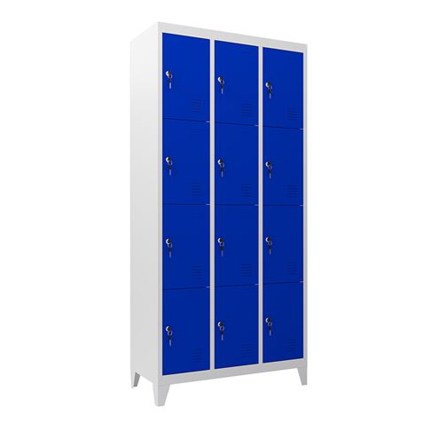 TAQUILLA METÁLICA CON PATAS 12 PUERTAS 1900X1000X500MM AZUL CROMAD