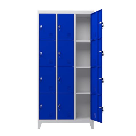 TAQUILLA METÁLICA CON PATAS 12 PUERTAS 1900X1000X500MM AZUL CROMAD - Imagen 3
