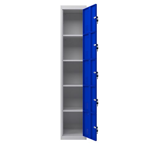 TAQUILLA METÁLICA 5 PUERTAS 1800X300X500MM AZUL CROMAD - Imagen 3