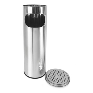 PAPELERA CON CENICERO ACERO INOX 59CM CONFORTIME