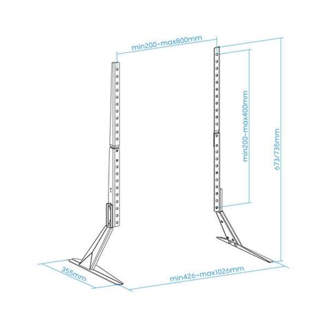 SOPORTE PATAS PEANA UNIVERSAL 23-75" NEGRO TOOQ - Imagen 3