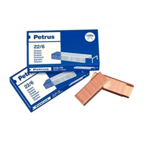 PACK 4 CAJAS GRAPAS 22/6 CAJA 1000 UNIDADES COBRE PETRUS