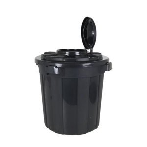 CUBO BASURA 50 LITROS CON TAPA Y ANCLAJE NEGRO