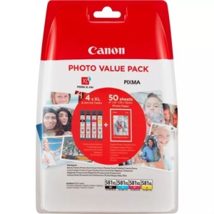 PACK 4 CARTUCHOS + 5 HOJAS PAPEL FOTOGRAFICO CLI581XL CANON