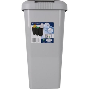 PAPELERA 25 LITROS TAPA ABATIBLE GRIS TOUCHLIF TONTARELLI