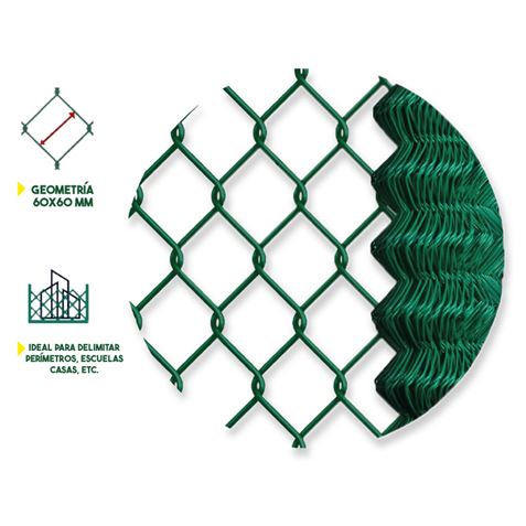 MALLA DE VALLADO PLASTIFICADA 60X60X2.9MM 1.5X25 METROS SUNGARDEN - Imagen 2