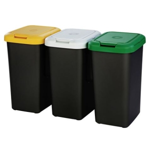 SET 3 PAPELERAS DE RECICLAJE DE 25LITROS TONTARELLI