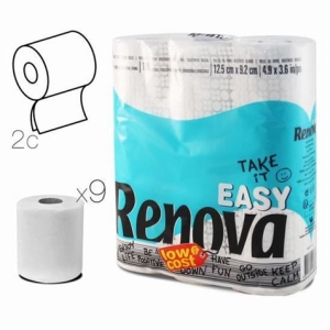 PACK 9 ROLLOS PAPEL HIGIENICO DOBLE CAPA RENOVA