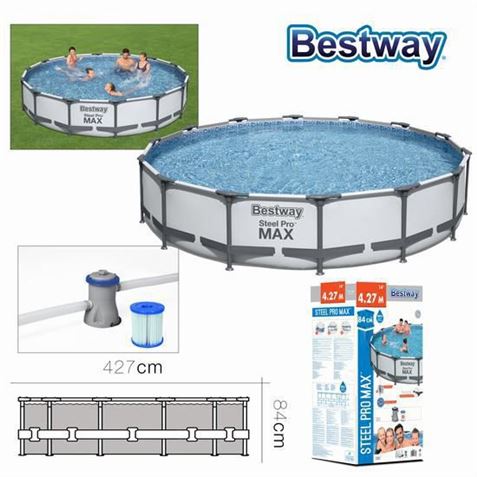 PISCINA CIRCULAR STEEL PRO + BOMBA FILTRO 427CM DIÁMETRO X H84CM BESTWAY