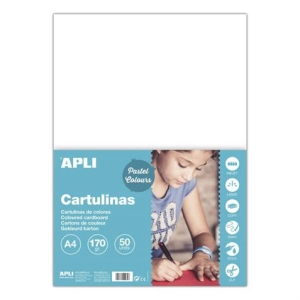 PACK 50 CARTULINAS A4 170GR COLOR BLANCO APLI