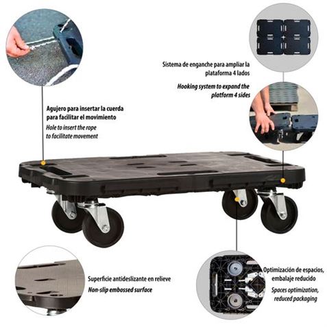 PLATAFORMA CON RUEDAS EXTENSIBLE PARA CARGA 480X290X40MM ARTPLAST - Imagen 2