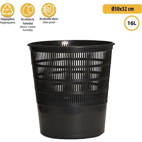 PAPELERA PERFORADA DE PLASTICO 16 LITROS ARTPLAST - Imagen 2