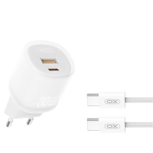 CARGADOR CARGA RAPIDA 30W USB-A /USB-C L151 + CABLE TIPO C BLANCO XO
