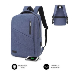 MOCHILA PARA PORTATILES HASTA 15.6" CITY BACKPACK CON USB SUBBLIM AZUL