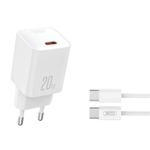 CARGADOR RAPIDO USB-C 20W CON CABLE TIPO C L146 BLANCO XO