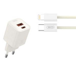 CARGADOR USB 20W 1X USB-A Y 1X USB-C CON CABLE TIPO-C A LIGHTNING C L147 XO