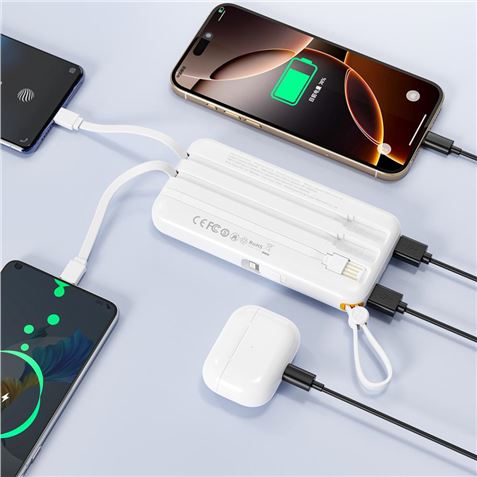 POWERBANK 10000MAH 3 SALIDAS BLANCO PR278 XO - Imagen 4