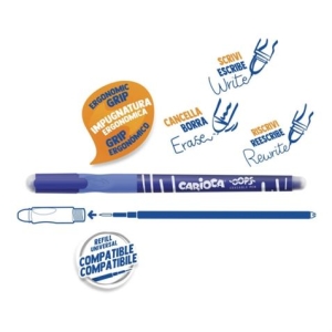 BOLIGRAFO ERGONOMICO BORRABLE PUNTA 0.7MM AZUL CON GOMA CARIOCA