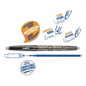 BOLIGRAFO ERGONOMICO BORRABLE PUNTA 0.7MM NEGRO CON GOMA CARIOCA