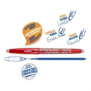 BOLIGRAFO ERGONOMICO BORRABLE PUNTA 0.7MM ROJO CON GOMA CARIOCA
