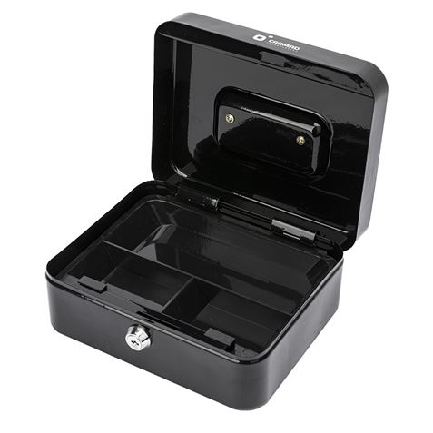 CAJA DE CAUDALES METÁLICA CON LLAVE 9X20X16CM 3 COMPARTIMENTOS CROMAD - Imagen 4