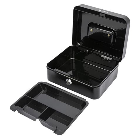 CAJA DE CAUDALES METÁLICA CON LLAVE 9X20X16CM 3 COMPARTIMENTOS CROMAD - Imagen 5