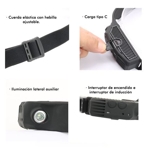LINTERNA LED DE CABEZA FRONTAL LED 800LM + 200LM Y SENSOR DE MANOS ELBAT - Imagen 3