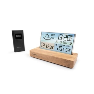 ESTACION METEOROLOGICA CON RELOJ DESPERTADOR MADERA/BLANCO THOMSON