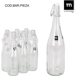 SET 6 BOTELLAS VIDRIO CON TAPON HERMETICO 75CL LA MEDITERRANEA