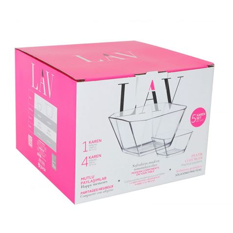 PACK 4 BOL VIDRIO 300CC + ENSALADERA 1900CC LAV - Imagen 2