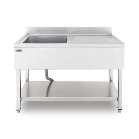 FREGADERO INDUSTRIAL 140X70X85CM CUBETA IZQUIERDA Y ESTANTE CHEF PRO - Imagen 2