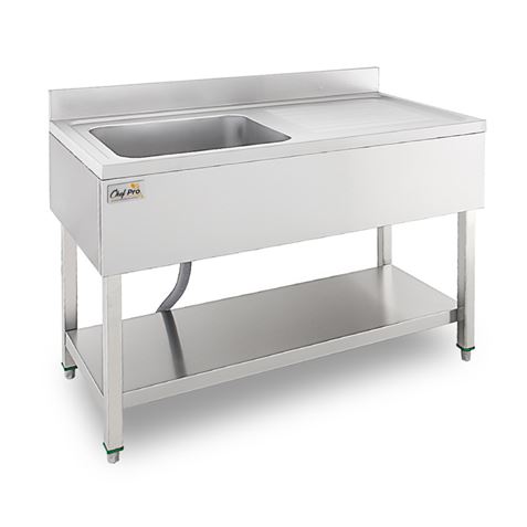 FREGADERO INDUSTRIAL 140X70X85CM CUBETA IZQUIERDA Y ESTANTE CHEF PRO - Imagen 3