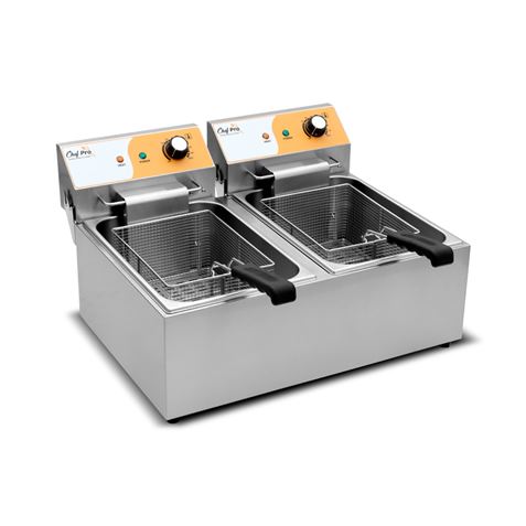 FREIDORA ELÉCTRICA PROFESIONAL 11+11 LITROS 2X3000W CHEF PRO - Imagen 3