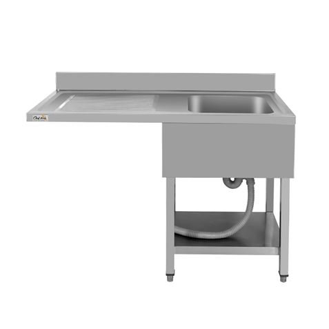 FREGADERO INDUSTRIAL 140X70X85CM CUBETA DERECHA Y ESTANTE CHEF PRO - Imagen 2