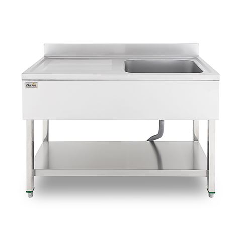 FREGADERO INDUSTRIAL 140X70X85CM CUBETA DERECHA Y ESTANTE CHEF PRO - Imagen 2