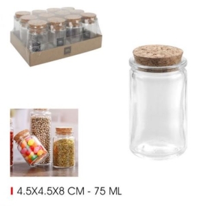 TARRO VIDRIO CON TAPON CORCHO 75ML LA MEDITERRANEA