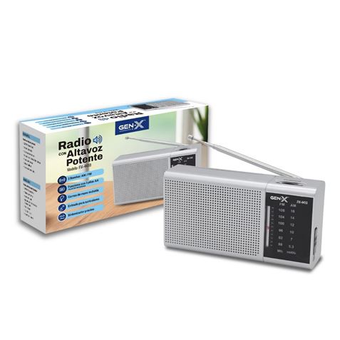 RADIO PORTATIL AM/FM DIAL CLASICO PLATA GEN-X - Imagen 2