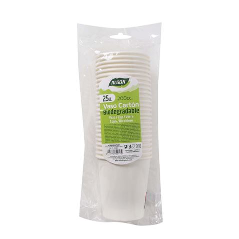 SET 25 VASO BLANCO CARTON 200CC ALGON - Imagen 2