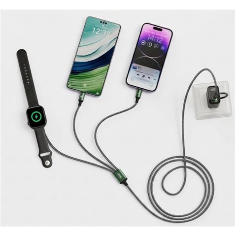CABLE USB-A/C 3 EN 1 2X USB-C Y CARGADOR MAGNETICO PARA SMARTWATCH CX040 XO - Imagen 3