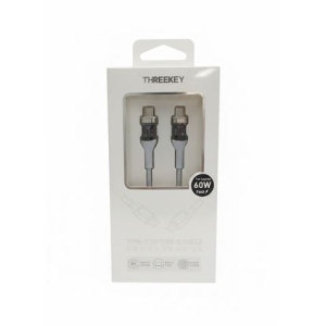 CABLE TIPO C A TIPO C 1 METRO 60W THREEKEY AZUL