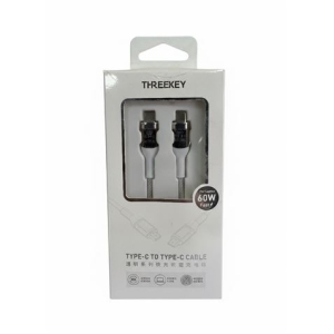 CABLE TIPO C A TIPO C 1 METRO 60W THREEKEY BLANCO