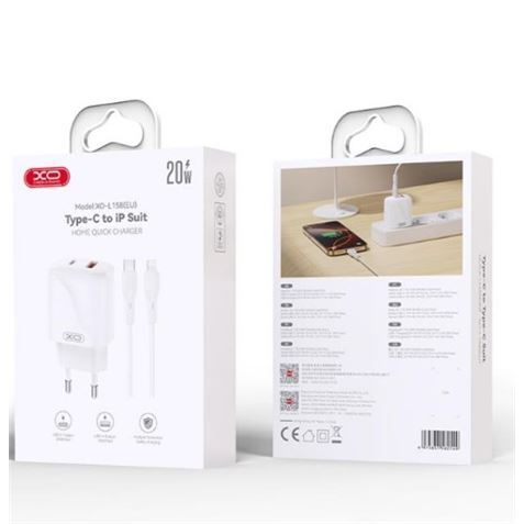 CARGADOR CARGA RAPIDA 30W USB-A /USB-C L151 + CABLE LIGHTNING BLANCO XO - Imagen 3