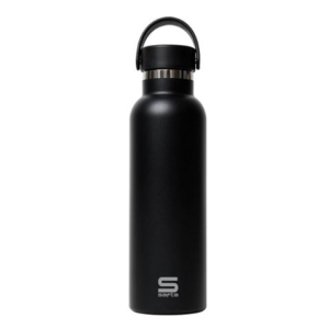 BOTELLA TERMO 600ML ACERO INOXIDABLE BASE SILICONA NEGRO SAFTA
