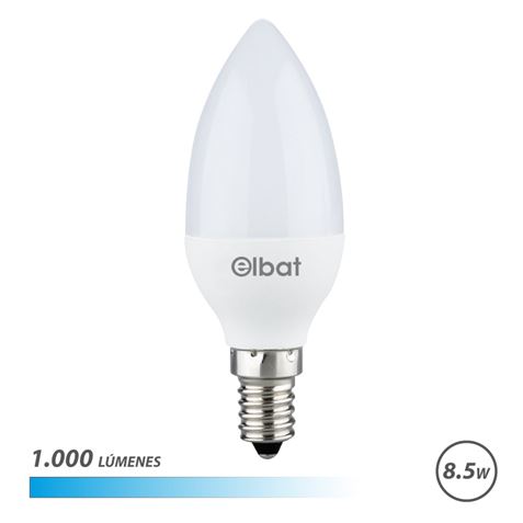 BOMBILLA LED C37 | 8.5W | 1000LM | E14 | LUZ FRIA | ELBAT
