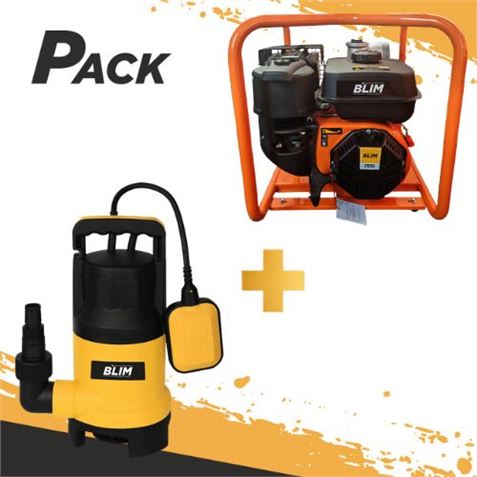 PACK MOTOBOMBA GASOLINA 7HP + BOMBA DE AGUA 400W BLIM
