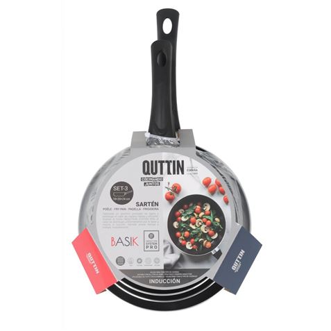 PACK 3 SARTENES ALUMINIO INDUCCION BASIK QUTTIN - Imagen 2