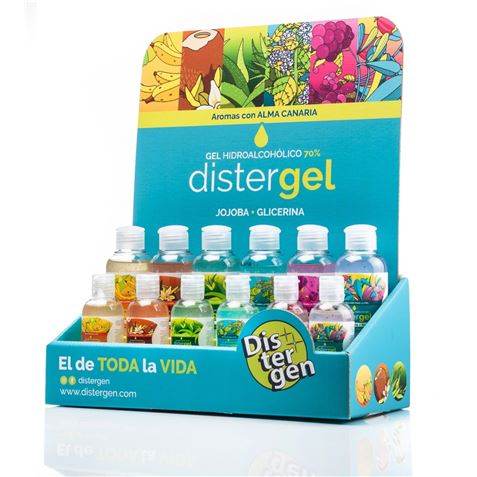 PACK EXPOSITOR + 24 GELES 50ML HIDROALCOHÓLICOS JOJOBA + GLICERINA 6 AROMAS - Imagen 2